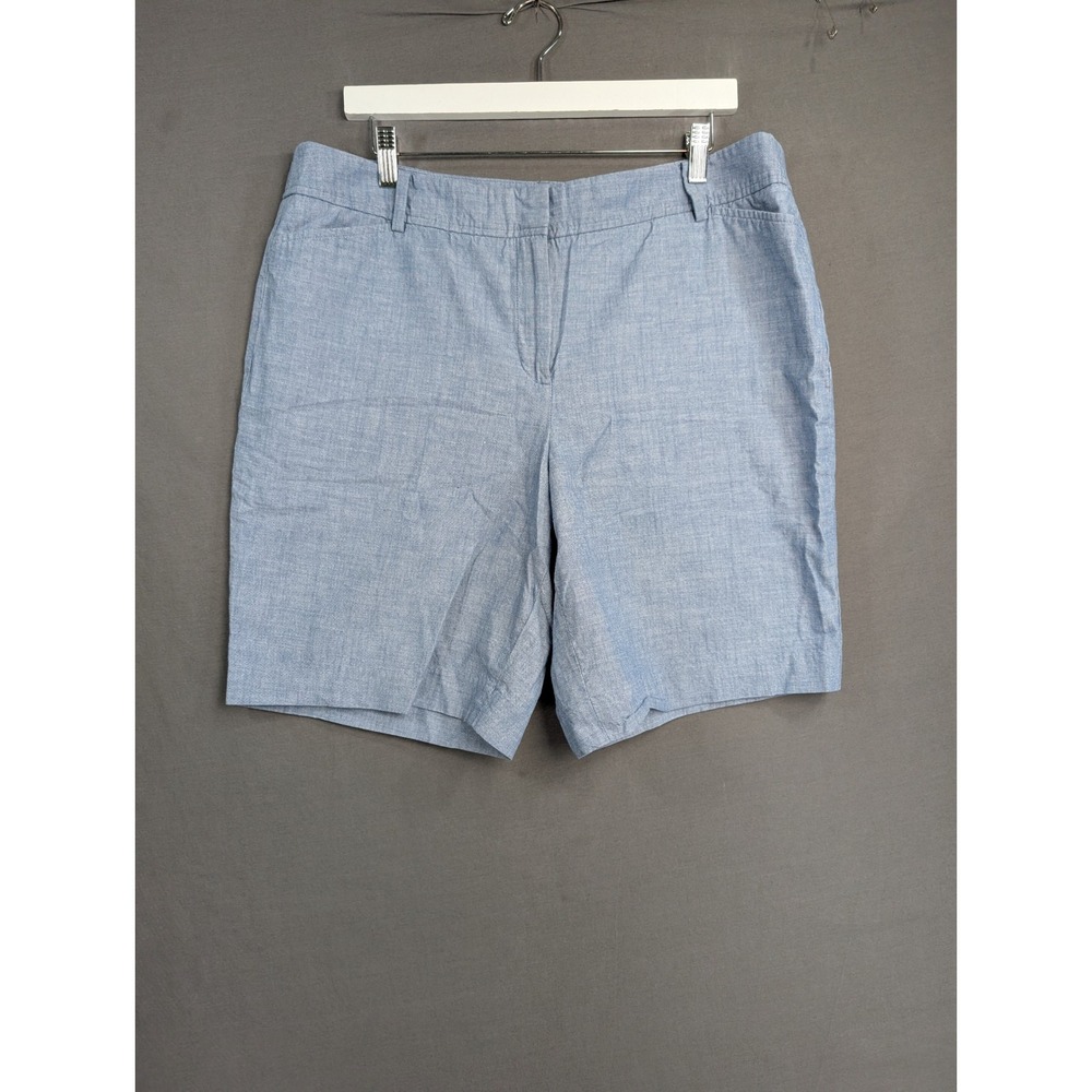 Talbots Perfect Short 16P Petite Blue Chambray Cotton Bermuda Shorts 8255